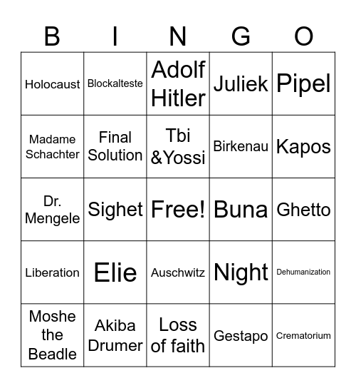 Night Bingo Card