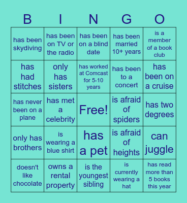 Nice To Meet Ya! Bingo Card