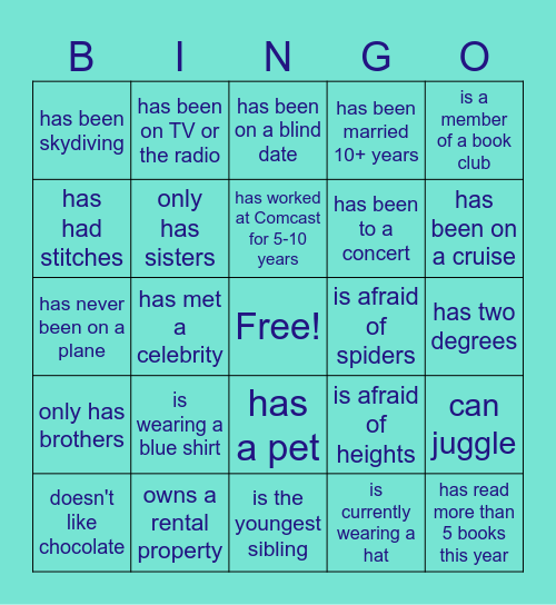 Nice To Meet Ya! Bingo Card