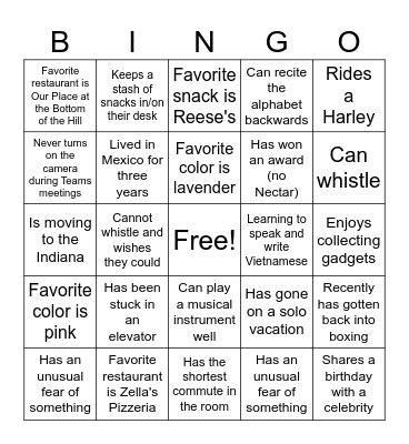 Wilmot Bagel Break Bingo Card