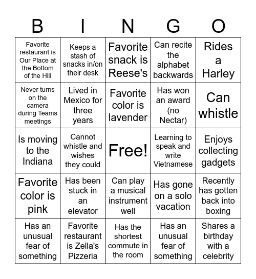 Wilmot Bagel Break Bingo Card
