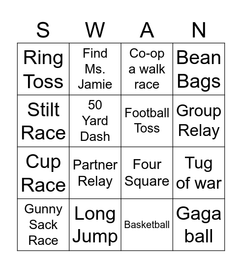 Track & Field Day ! Bingo Card