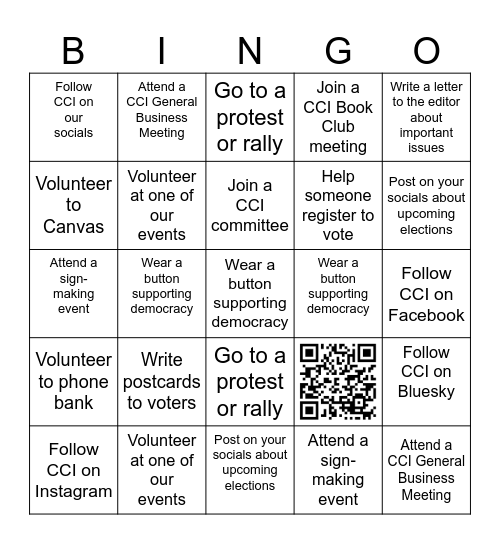 Champaign County Indivisible Bingo Card