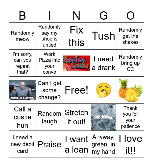 RANDOM BINGO!!! One per customer!!! Bingo Card
