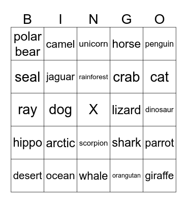 Animal habitats Bingo Card