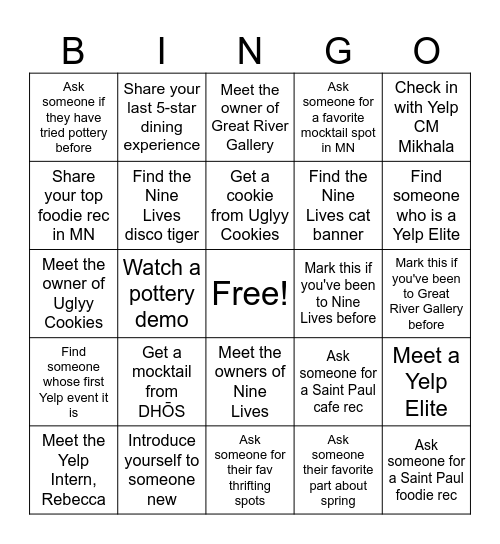 Hobby Happy Hour! Bingo Card