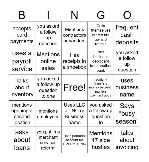 BUSINESS BINGO Card