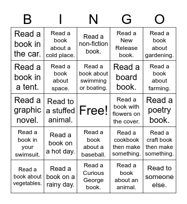Summer Reading BINGO Card