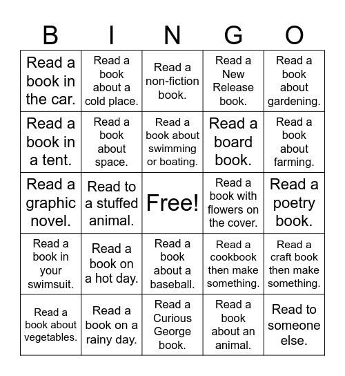 Summer Reading BINGO Card