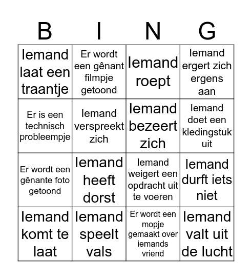 Bingo Afscheid 2017 Bingo Card
