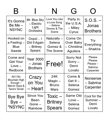 Disney bingo Card