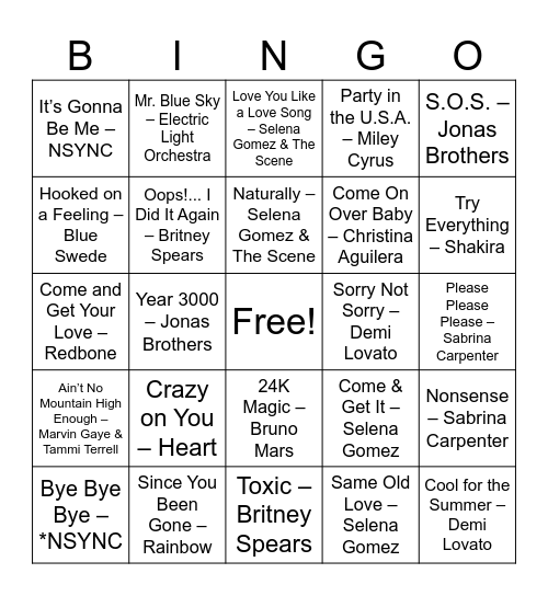 Disney bingo Card