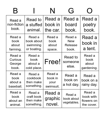 Summer Reading BINGO Card