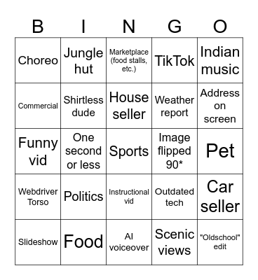 Obscure Videos Bingo Card