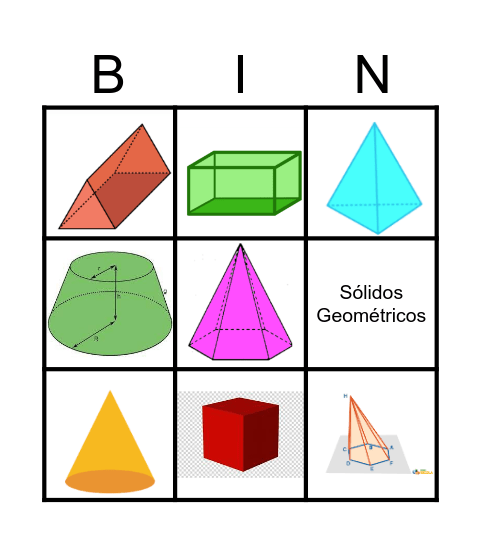 Formas e Sólidos Geométricos Bingo Card