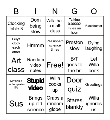 Science bingo Card