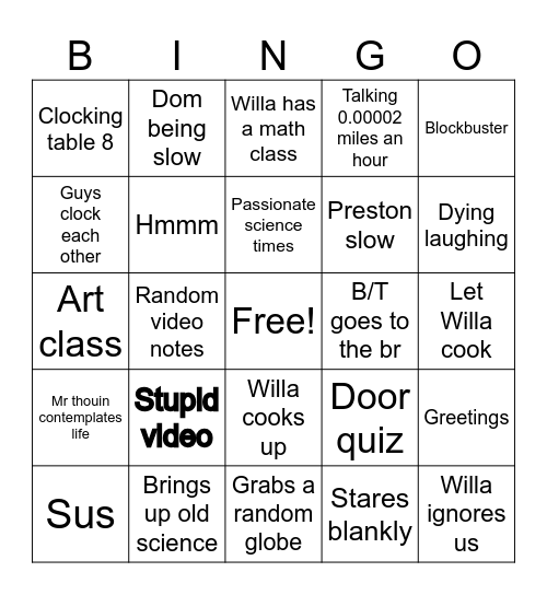 Science bingo Card
