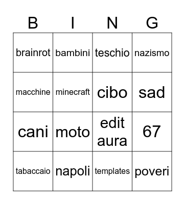 youtube shorts Bingo Card