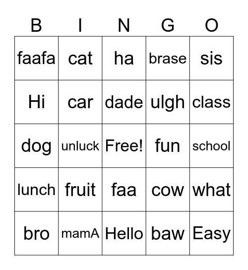 Untitled Bingo Card