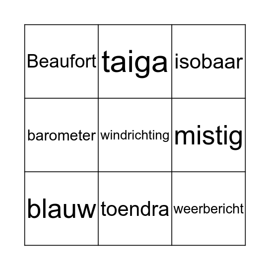 BINGO: vegetatie en klimaat Bingo Card