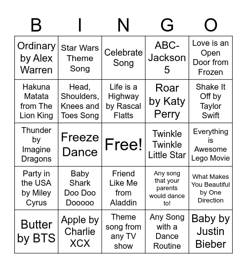 RGMS 6th Grade Music Bingo!! Bingo Card