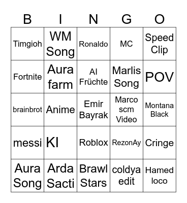 TIKTOK FYP Bingo Card