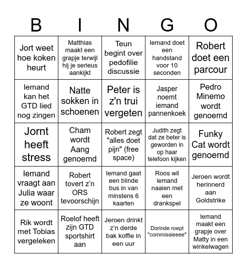 GTD Lustrum 2026 Bingo Card
