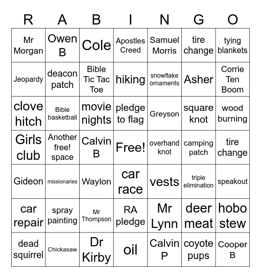 RA 2026 Bingo Card