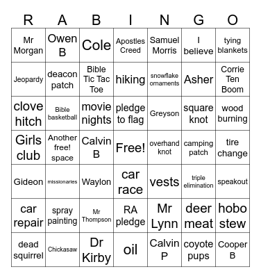 RA 2026 Bingo Card