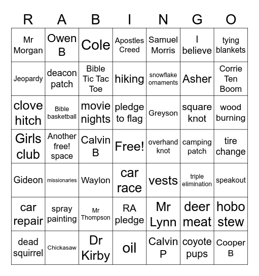 RA 2026 Bingo Card