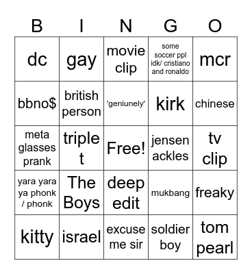 ig bingo Card