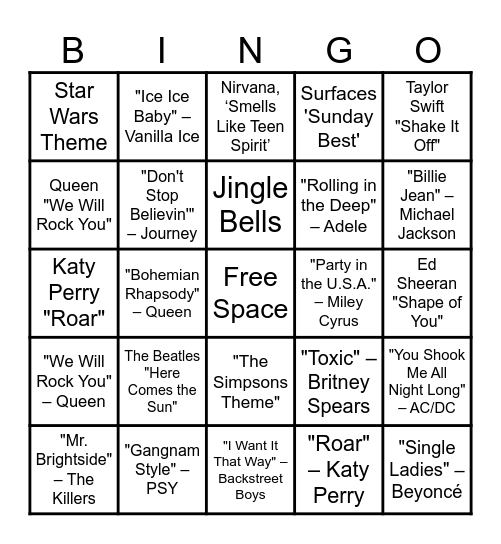 SINGO Bingo Card