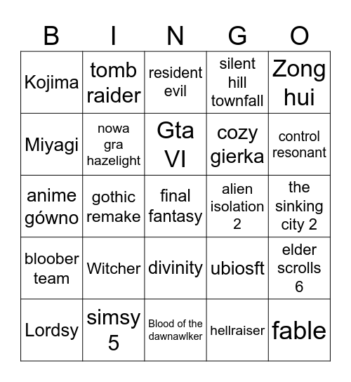 summer game fest 2026 Bingo Card