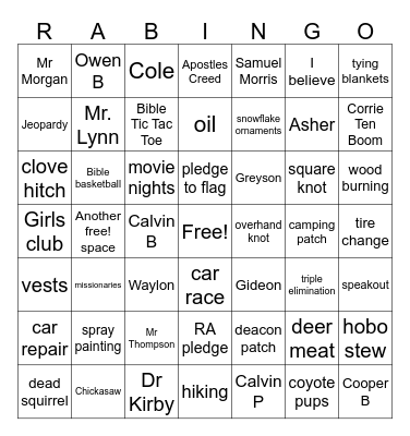 RA 2026 Bingo Card