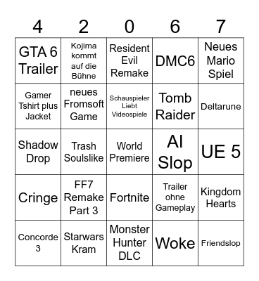 Summer Game Fest Bingo Card
