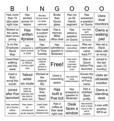 Quora Bingo Card