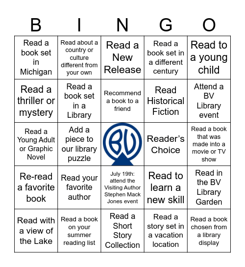 Bay View Library Summer 2026 Adult Reading Bingo Card