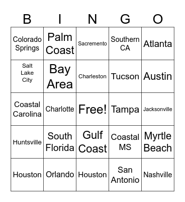 What Division Today? Bingo Card