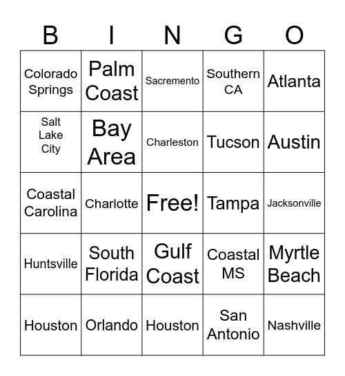 What Division Today? Bingo Card