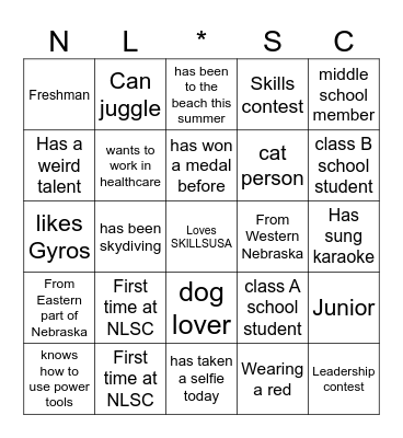 SkillsUSA Nationals Bingo Card