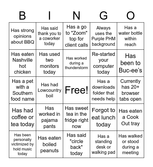 Howdy Y'all Bingo Card