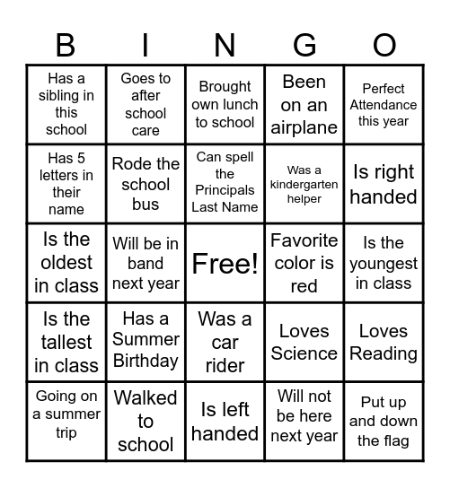 End Of The Year Bingo Card