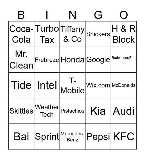 Commercial Bingo Card