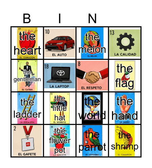 Toyota Way Lotería Bingo Card