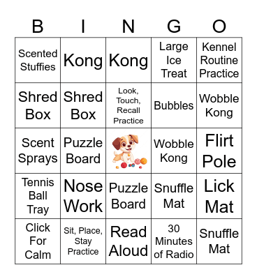 Canine Quarantine/Stray Hold Enrichment Bingo Card