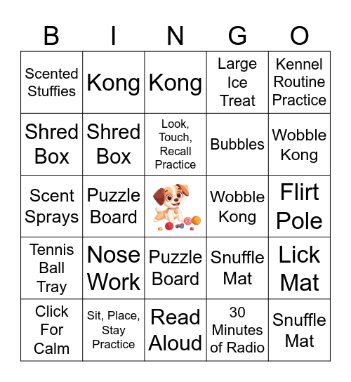 Canine Quarantine/Stray Hold Enrichment Bingo Card