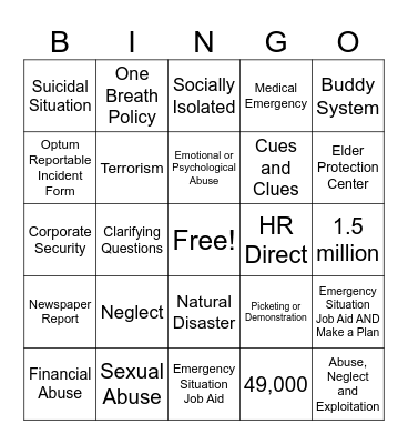 2026 Annual Refresher Bingo Card