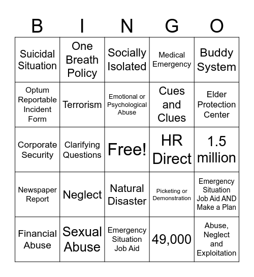 2026 Annual Refresher Bingo Card