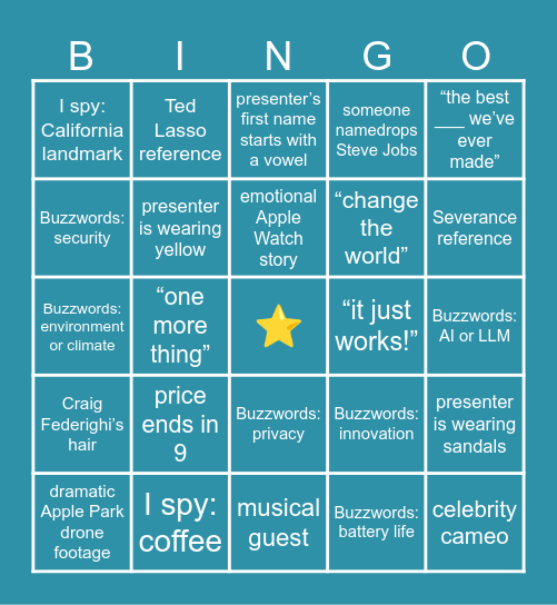 WWDC 2026 Bingo Card