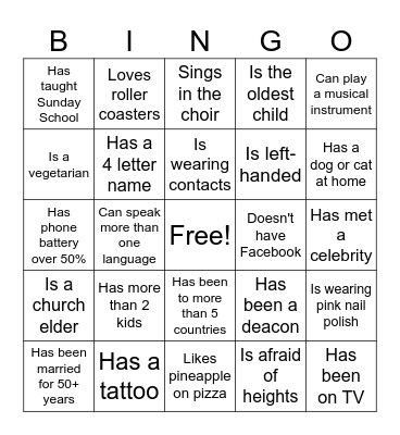 Women's Retreat Bingo Card
